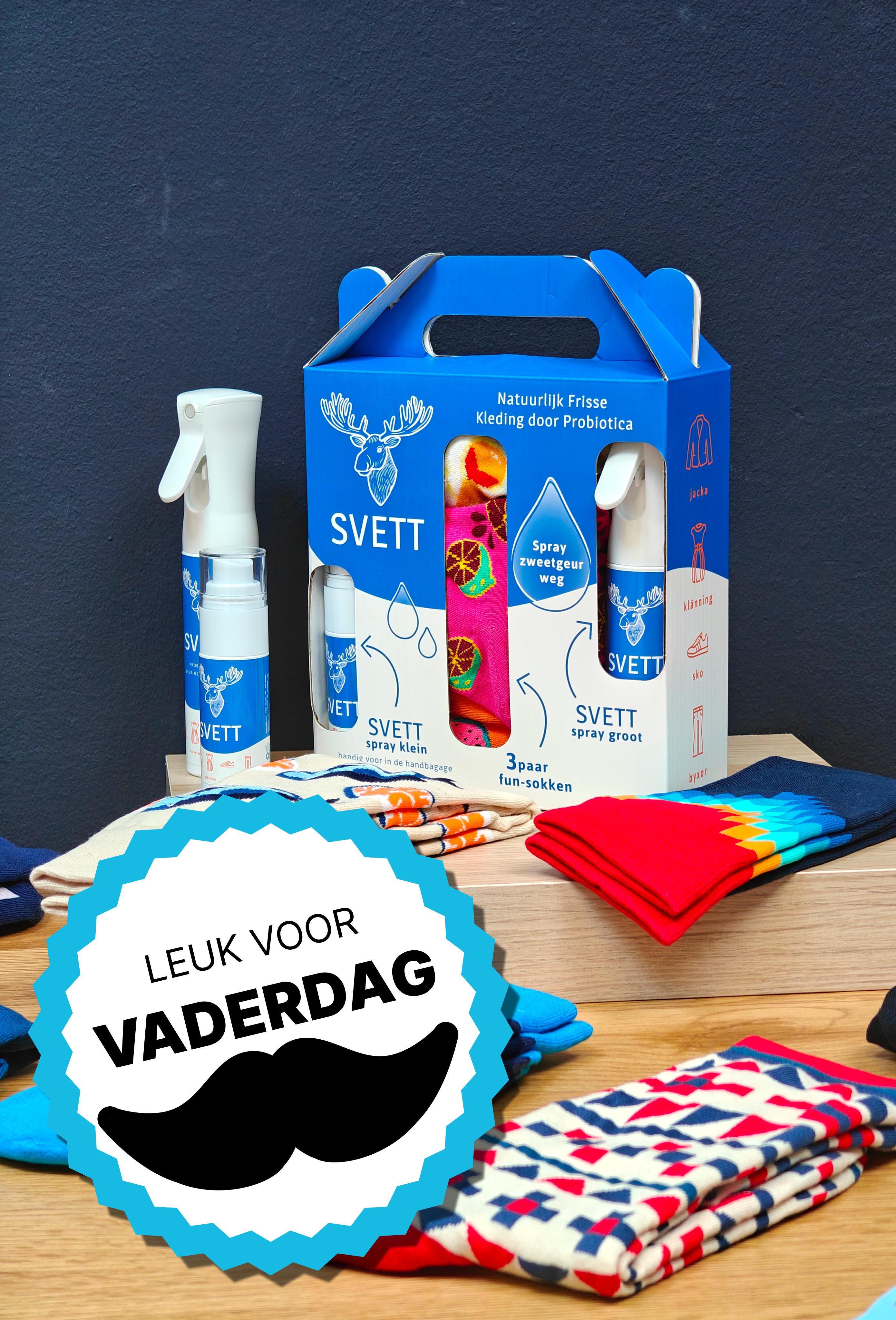 SVETT - Anti Zweetgeur - Incl. 3 paar fun sokken